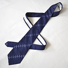 Pánske doplnky - Doktorská kravata s EKG křivkou - tmavě modrá 7904260 - 12662450_