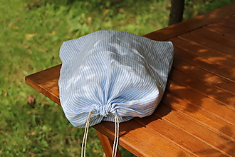 Úžitkový textil - Ľanové vrecko na chlieb pásik svetlý (Podšité antibakteriálnou bavlnou) - 12670800_
