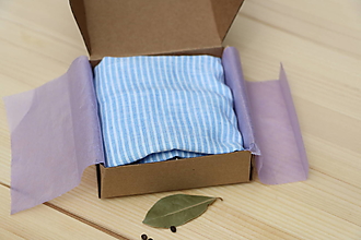 Úžitkový textil - Ľanové vrecko na chlieb pásik svetlý (Utierka pásik svetlo modrý) - 12670810_