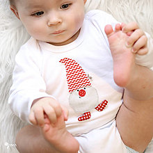 Detské oblečenie - body TRPASLÍK SILVESTER - červená čiapka (dlhý/krátky rukáv) - 12668057_