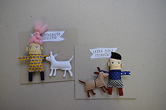 Hračky - Postavička so psíkom - textilné magnetky (na objednávku) - 12671362_