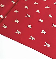 Textil - Teplákovina PLAYBOY (Červená (zlatá potlač)) - 12666868_