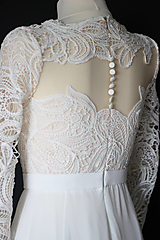 Šaty - Svadobné šaty z hačkovanej krajky s dlhým rukávom - 12668469_