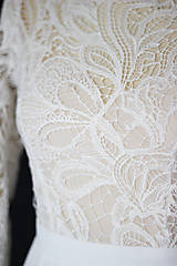 Šaty - Svadobné šaty z hačkovanej krajky s dlhým rukávom - 12668470_