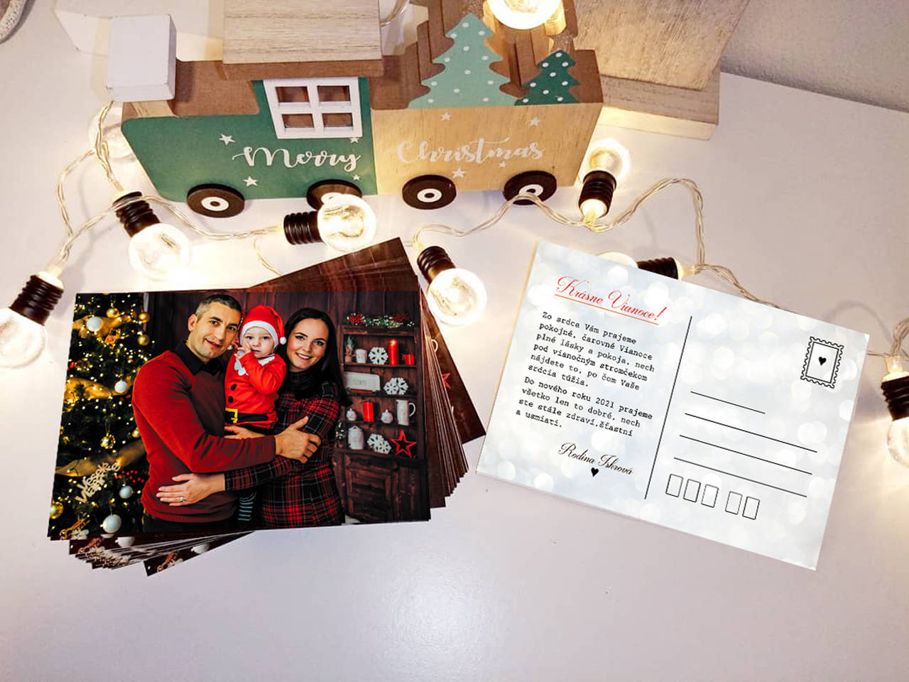 Obojstranná vianočná pohľadnica s fotografiou