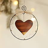 Dekorácie - vianočná dekorácia s dreveným srdiečkom väčšia (drevené srdiečko II) - 12674423_