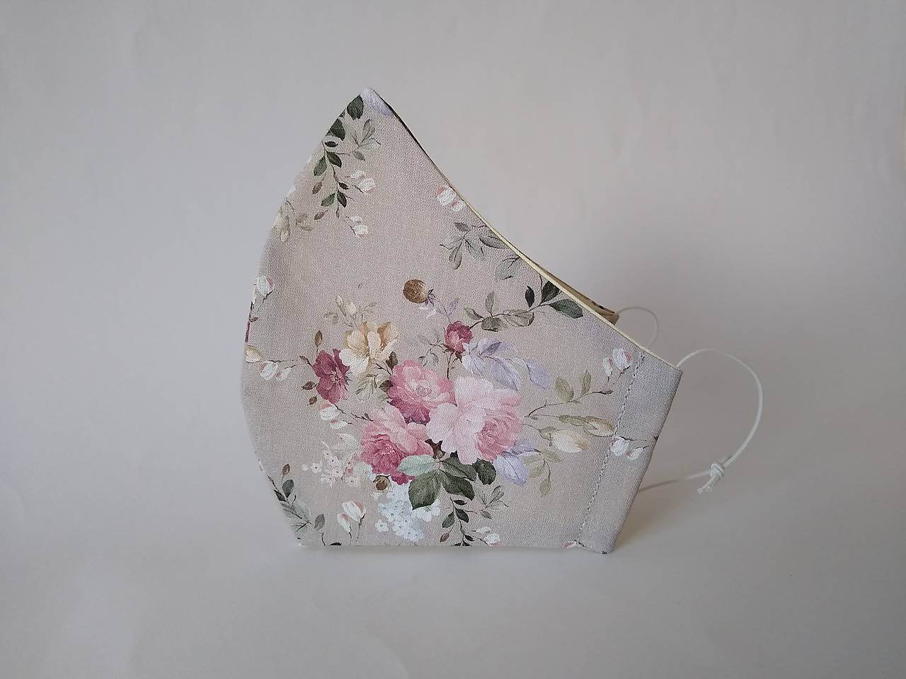 Dizajnové rúško Rosai šedé tvarované dvojvrstvové