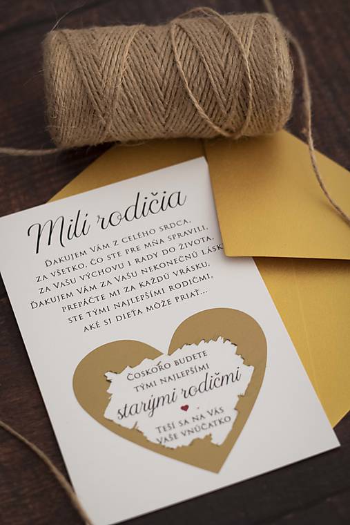 Papiernictvo - Stierací žreb - starý rodičia ❤ (Oznámenie "Milí rodičia" - 10x15cm) - 12676132_