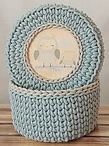 Handmade háčkovaný košík z kvalitných šnúr s vrchnákom s maľovaným motívom sovičky