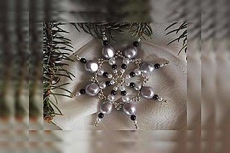 Dekorácie - Vianočné hviezdy veľké guľky (fialová-strieb. - osobytne alebo vo fialovej sade - plastové a kovové korálky) - 12676761_