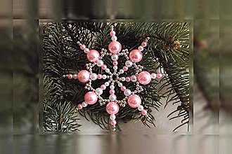Dekorácie - Vianočné hviezdy veľké guľky (ružová-strieb. osobytne alebo vo fialovej sade - plastové a kovové korálky) - 12676774_