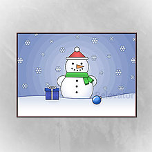 Grafika - Vianočný obrázok sneží/nasnežilo - snehuliak (sneží) - 12674517_