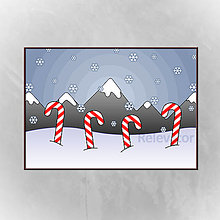 Grafika - Vianočný obrázok sneží/nasnežilo- vianočné lízatká (sneží) - 12674524_