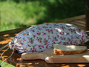 Úžitkový textil - Ľanové vrecko na chlieb kvietky (Vnútro ľan) - 12682401_