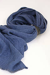 Pánske doplnky - Pánsky exkluzívny ľanový šál modročiernej farby "Albert" - 12679353_