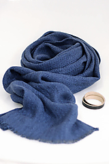Pánske doplnky - Pánsky exkluzívny ľanový šál modročiernej farby "Albert" - 12679562_