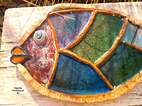 Dekorácie - Veľká  keramická  dekorácia v tváre rybky. - 12678340_