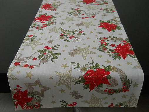 Úžitkový textil - Vianočná štóla so zlatou potlačou 40 cm x 180 cm - 12683824_