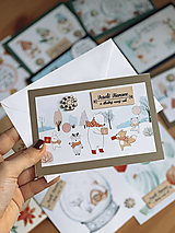 Papiernictvo - Vianočná pohľadnica Zvieratká - 12683316_