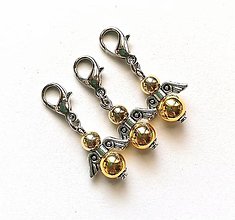 Kľúčenky - Prívesok perličkový anjelik malý (zlatá) - 12686101_
