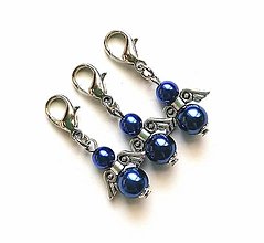 Kľúčenky - Prívesok perličkový anjelik malý (modrá) - 12686125_