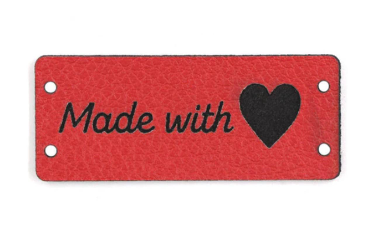 NT101 Koženková nášivka Handmade 5 x 2 cm (Červená)