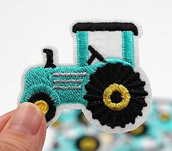 Galantéria - NZ106 Textilná nažehľovačka traktor 5 x 4,5 cm (Tyrkysová) - 12684084_