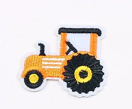 Galantéria - NZ106 Textilná nažehľovačka traktor 5 x 4,5 cm (Oranžová) - 12684092_