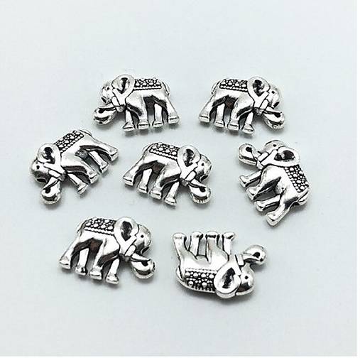 Korálky - Kovová korálka slon 1,2 x 1,7 cm, 1 ks (platina) - 12683782_