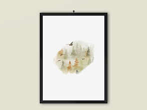 Grafika - Art Print, FOREST WATERCOLOR-Background 2, obrázok na stenu - 12684944_