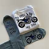Ponožky, pančuchy, obuv - Sada Maľovaných ponožiek a body s maľbou motorky a nápisom: “Aký OTEC, taký SYN” - 12683915_