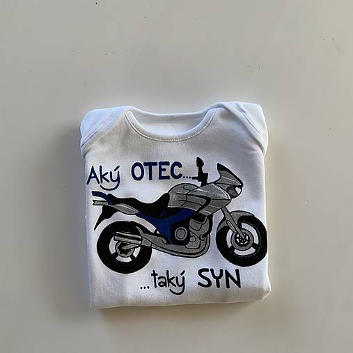 Maľované bodyčko s motorkou a nápisom: “Aký OTEC, taký SYN”