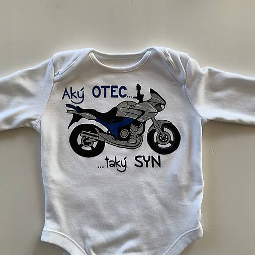Maľované bodyčko s motorkou a nápisom: “Aký OTEC, taký SYN”