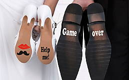 Úložné priestory & Organizácia - Nálepky na svadobné topánky - Bozk, fúzy, Game over, Help me ! - komplet - 12685600_
