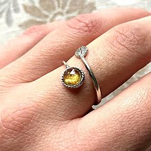 Prstene - Simple Leaf Yellow Tourmaline Ag925 Ring / Strieborný prsteň so žltým turmalínom - 12689479_