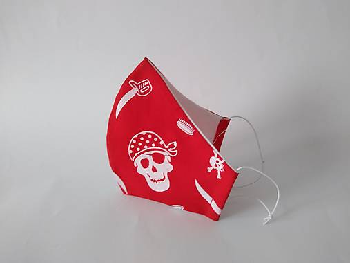 Dizajnové rúško pirát červené tvarované dvojvrstvové