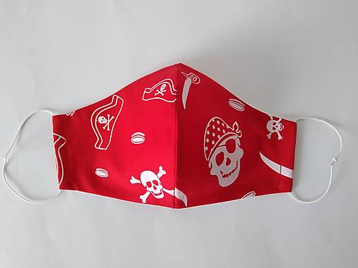 Dizajnové rúško pirát červené tvarované dvojvrstvové