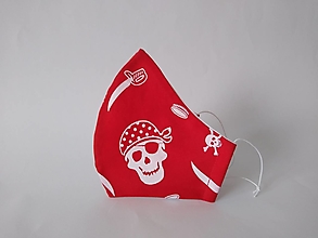 Rúška - Dizajnové rúško pirát červené tvarované dvojvrstvové - 12689335_