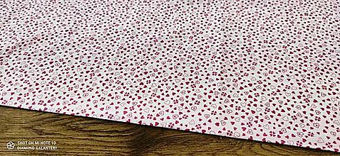 Textil - Bavlnená látka - srdiečka na ružovom- šírka 220 cm - cena za 10 centimetrov (Biela) - 12690682_