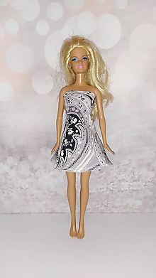 Hračky - Barbie, bieločierne šaty so širšou sukničkou - 12691456_