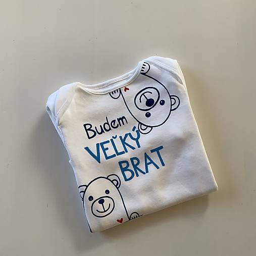 Maľované tričko s nápisom “Bude zo mňa veľký brat” ( (body s macíkmi a nápisom "BUDEM VEĽKÝ BRAT")