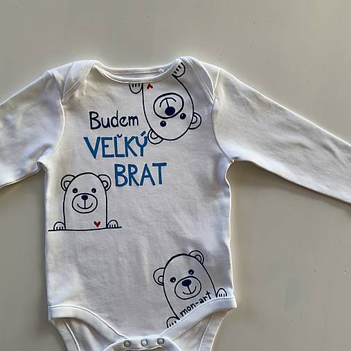 Maľované tričko s nápisom “Bude zo mňa veľký brat” ( (body s macíkmi a nápisom "BUDEM VEĽKÝ BRAT")