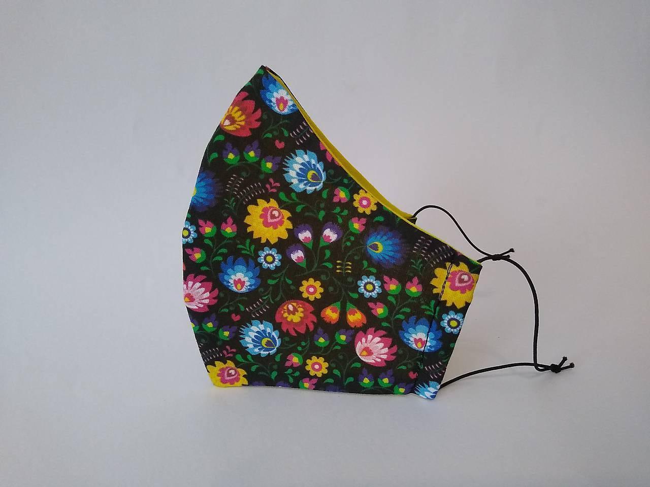 Dizajnové rúško mini folk tvarované dvojvrstvové