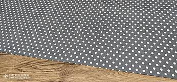 Textil - Bavlnená látka - Bodky biele na šedom 6 mm - cena za 10 centimetrov - 12694277_