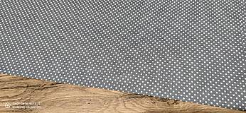 Textil - Bavlnená látka - Bodky biele na šedom 3 mm - cena za 10 centimetrov - 12694307_