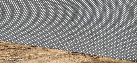 Textil - Bavlnená látka - Bodky biele na šedom 3 mm - cena za 10 centimetrov - 12694307_