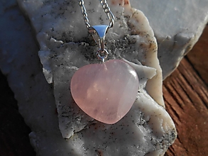 Náhrdelníky - pink rosa heart-ruženín-striebro-silver - 12699365_