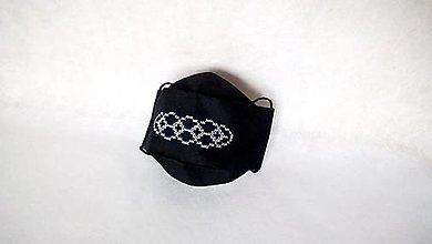 Rúška - Rúško čierne s bielou krajkou (výšivka 1 - velkost B) - 12696225_