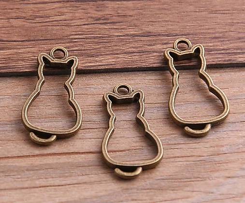 Komponenty - Komponent prívesok mačka zlatá 16 x 31mm, 1 ks (bronz) - 12695766_