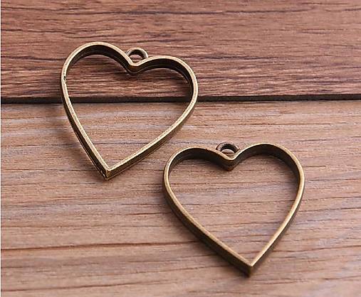 Komponenty - Komponent prívesok srdce 30 x 34 mm, 1 ks (bronz) - 12695920_